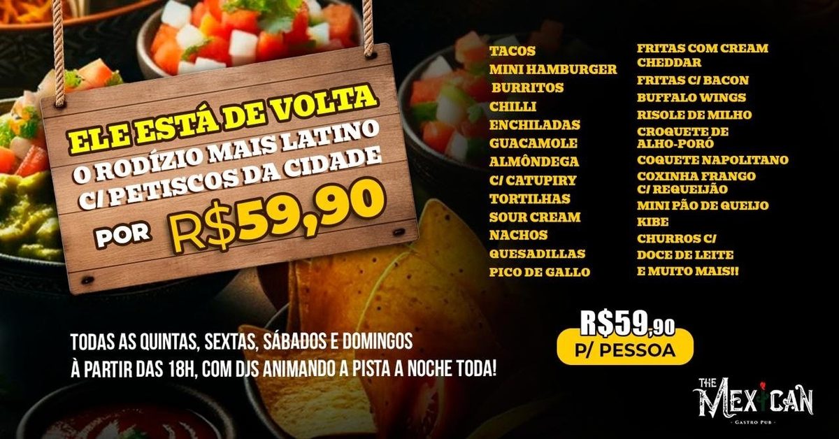 Bild der Quelle — 18H SÁBADO | RODÍZIO COMPLETO OPEN FOOD & PETISCOS + RODADAS DUPLAS c/ DJs (Cópia)