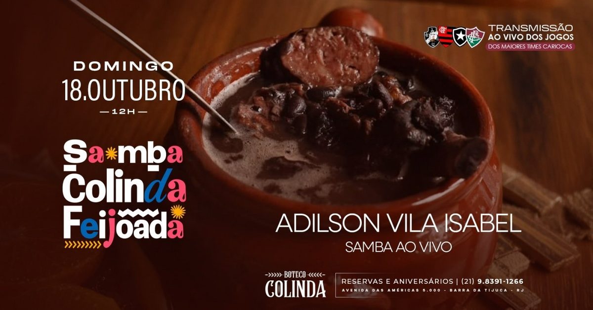 Imagem da fonte — SAMBA COLINDA (18/10) com Cantor Adilson Da Vila