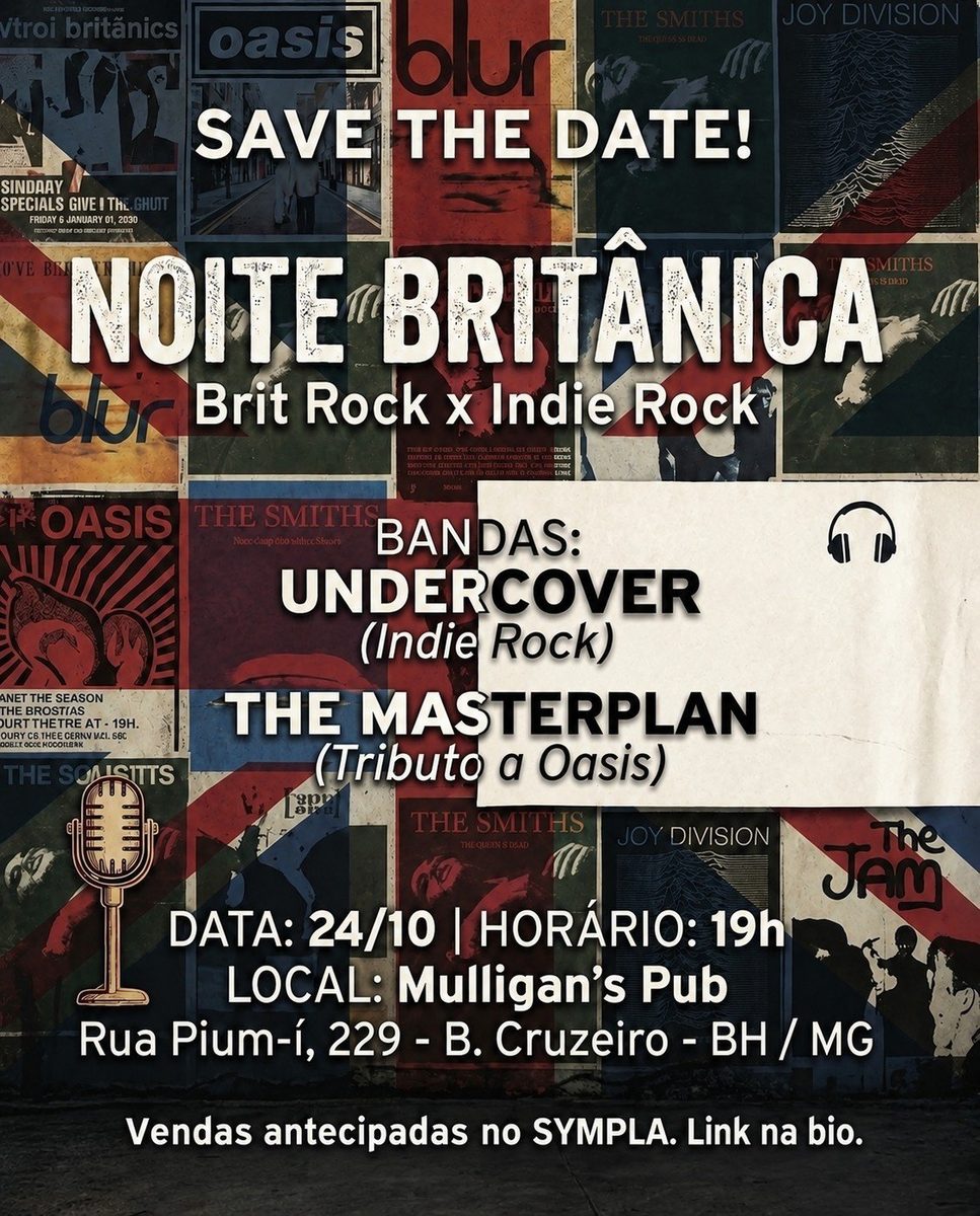 출처 이미지 — Noite Britânica no Mulligan's Pub - Brit Rock x Indie Rock