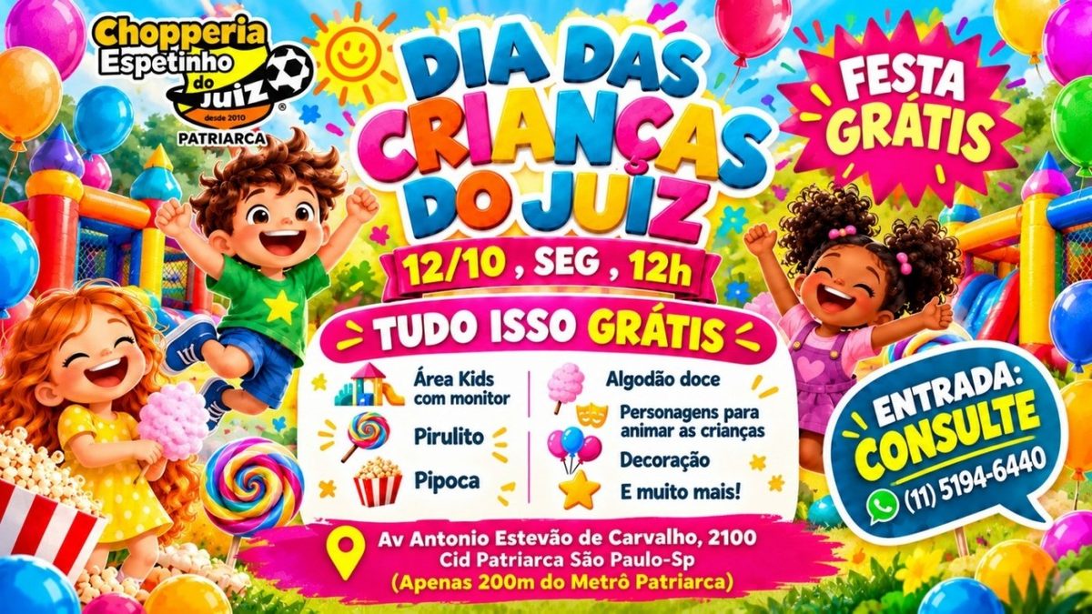 Afbeelding van de bron — JUIZ PATRIARCA | FERIADO ESPECIAL DIA DAS CRIANÇAS | SEG - 12H