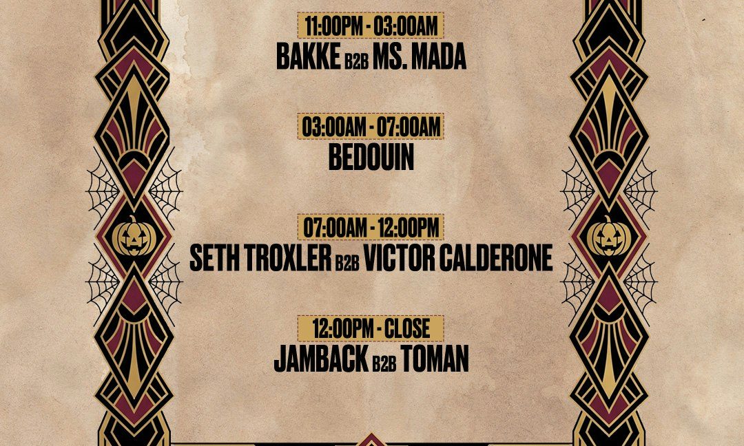 Source image — Halloweek: Bedouin + Seth Troxler b2b Victor Calderone + Jamback b2b Toman