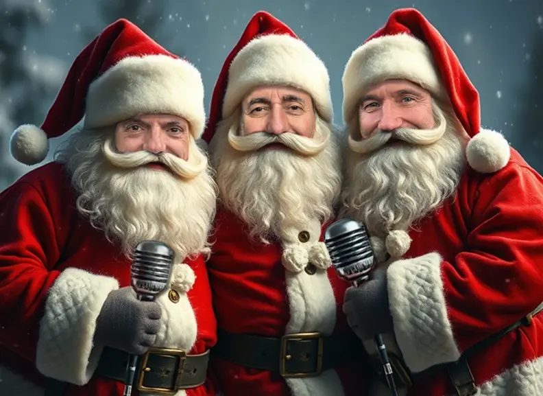 Imagem da fonte — Three Father Christmases are singing