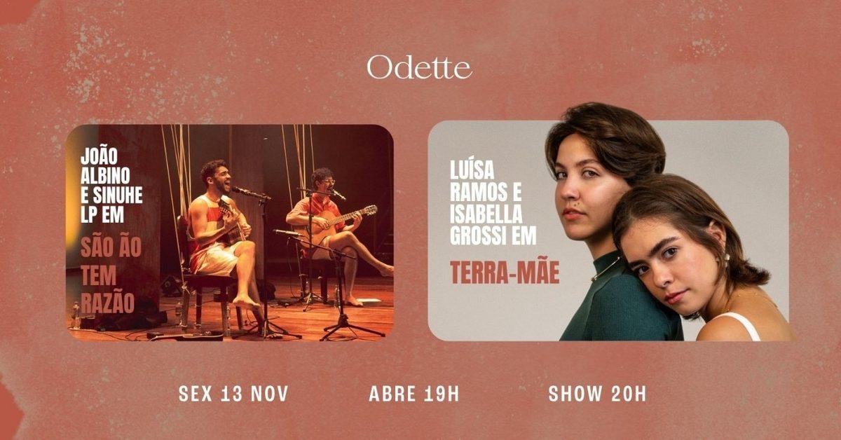 Imagem da fonte — Odette apresenta João e Sinuhe em ‘São Ão Tem Razão’ e Luísa Ramos e Isabella Grossi em ‘Terra Mãe'