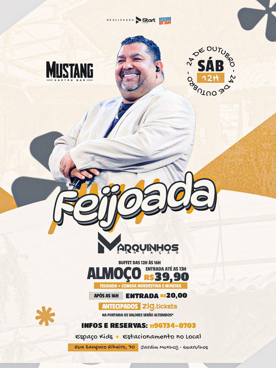 Afbeelding van de bron — MARQUINHOS SENSAÇÃO - KAKO - FELIPE ANDRADE SÁBADO 24/10/2026 NO MUSTANG GUARULHOS