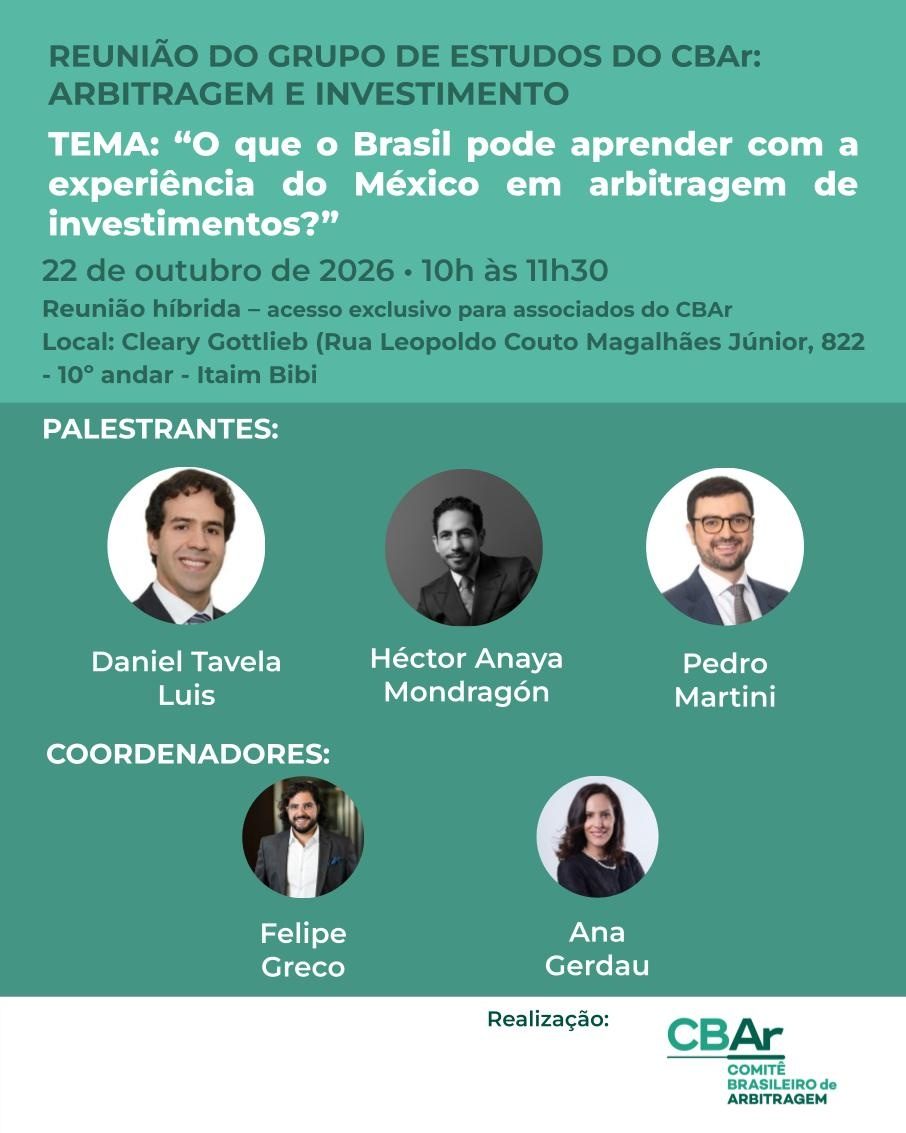Imagem da fonte — Reunião do Grupo de Estudos do CBAr: Arbitragem e Investimento