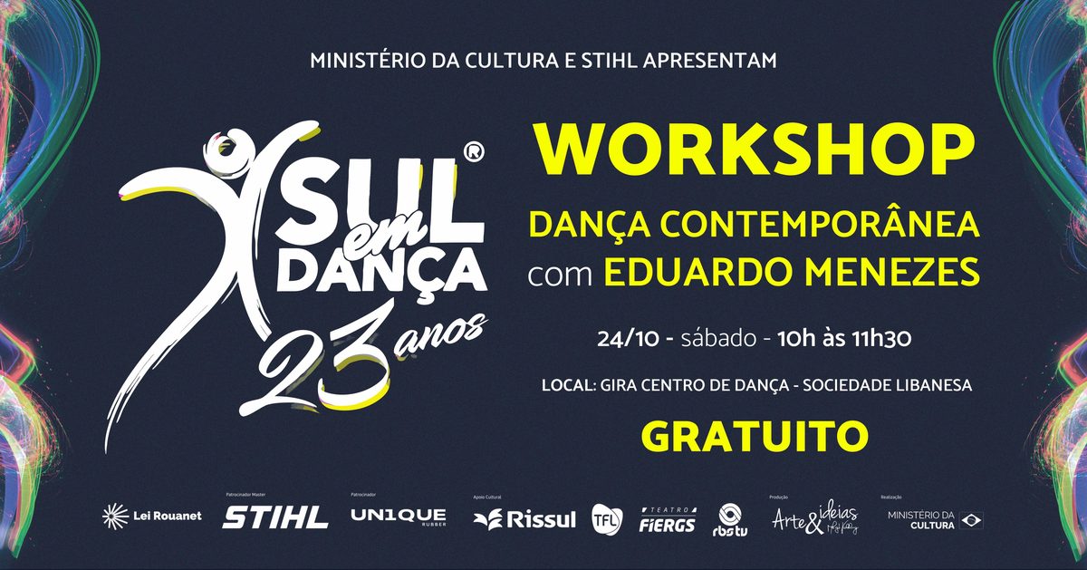 Bild der Quelle — WORKSHOP SUL EM DANÇA 23 ANOS DANÇA CONTEMPORÂNEA, COM EDUARDO MENEZES