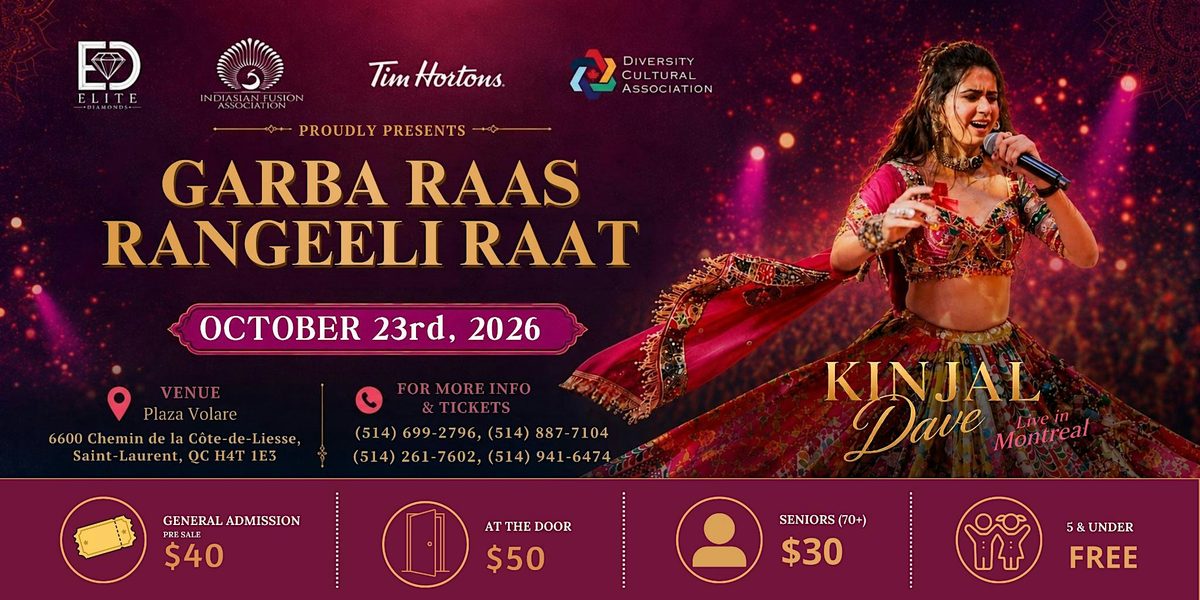 Source image — Garba Raas Rangeeli Raat 2026- Live in Montreal with Kinjal Dave