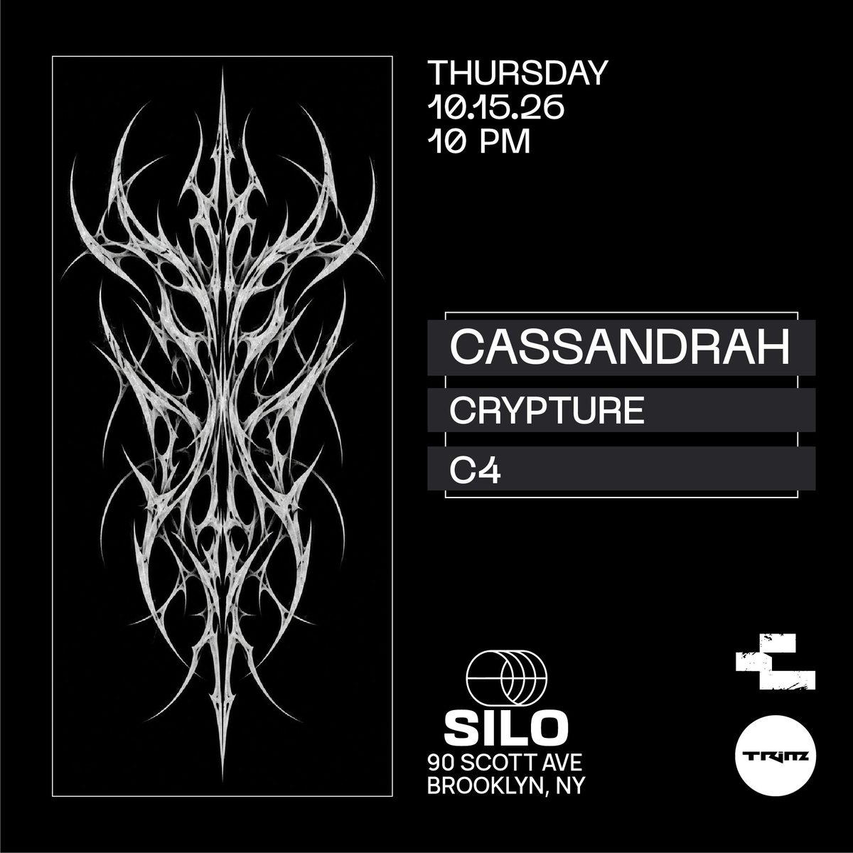 Source image — Trim: Cassandrah / Crypture / C4 (Main Room Event, Free w/ RSVP)