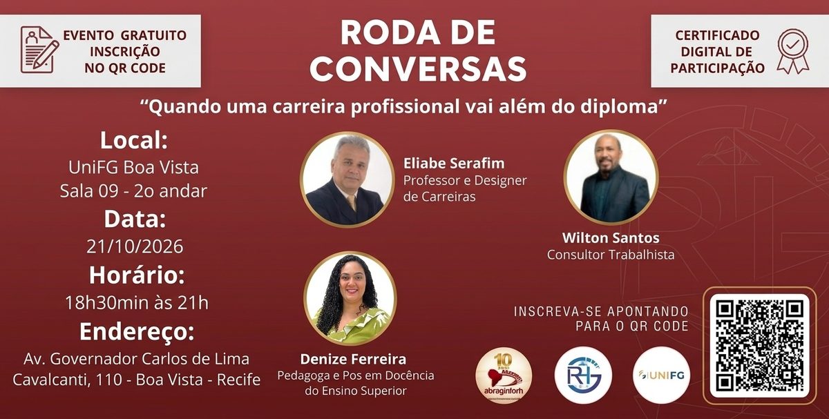 Imagem da fonte — Roda de conversas "Quando uma carreira profissional vai além do diploma?"