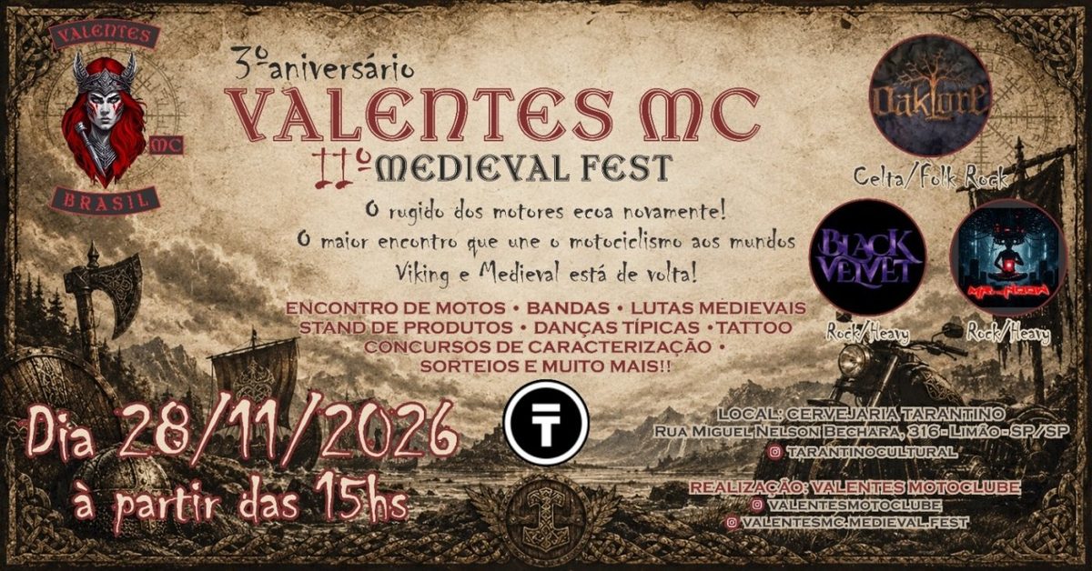 Imagem da fonte — 3º Aniversário Valentes MC | 2º Medieval Fest