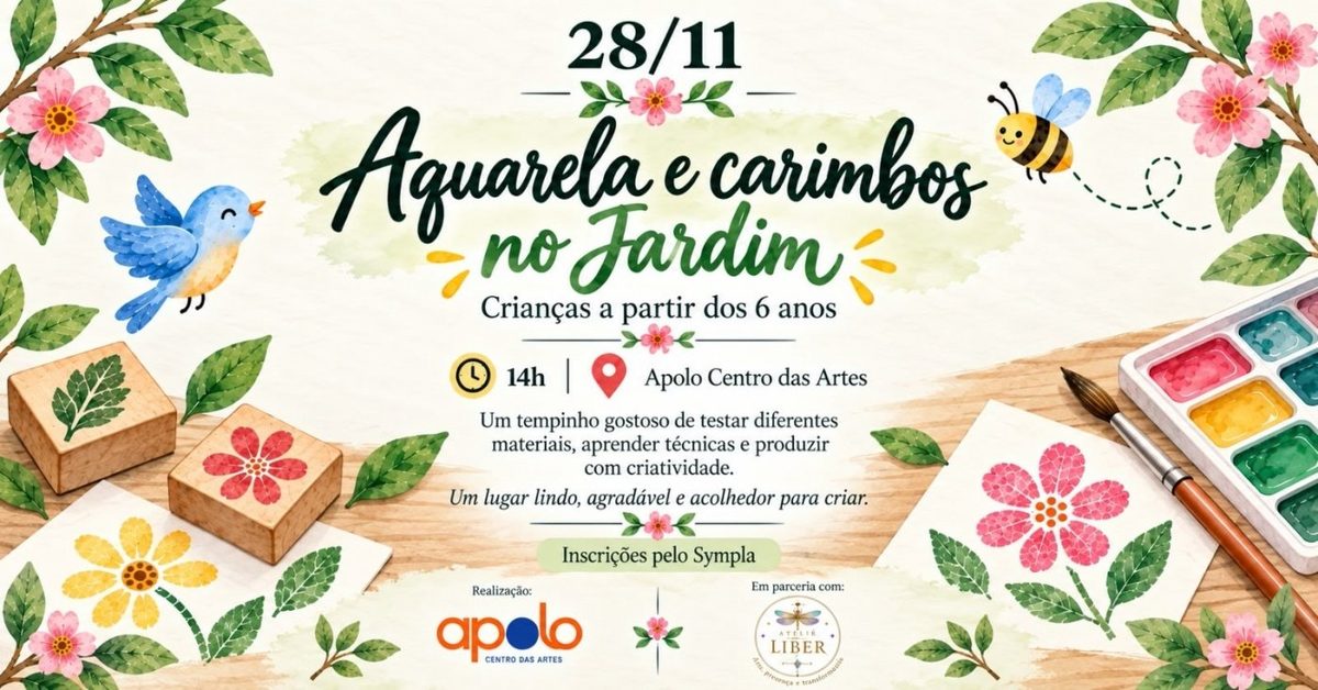 Imagem da fonte — Aquarela e Carimbos no Jardim: oficina para crianças