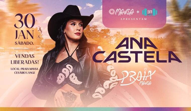 Imagen de la fuente — Ana Castela — Agenda de shows — Cesário Lange/SP — Praia Mavsa - Ana Castela em Cesário Lange