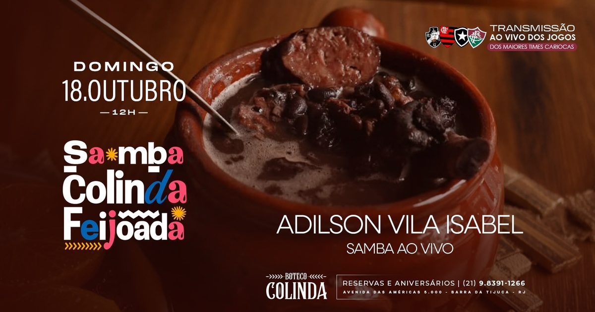 Imagem da fonte — SAMBA COLINDA (18/10) com Cantor Adilson Da Vila