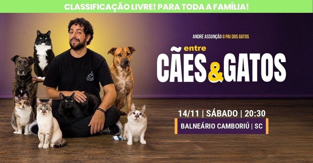 출처 이미지 — André Assunção - Entre Cães e Gatos no Porão Comedy BC