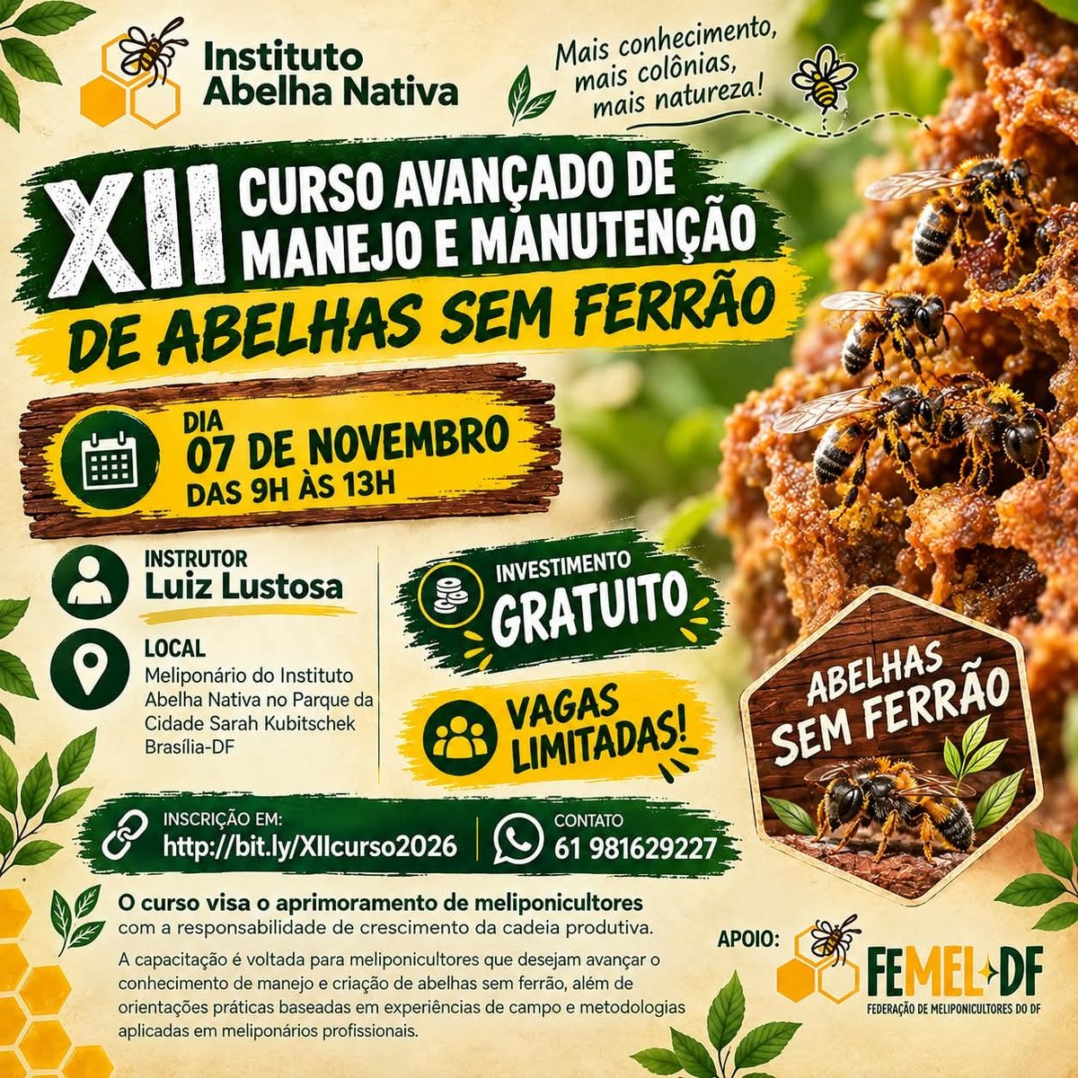 Imagem da fonte — XII Curso de Manejo e Manutenção de Abelhas Sem Ferrão