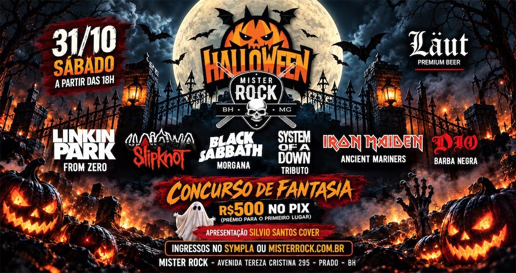 Imagem da fonte — 31/10 - Halloween Mister Rock: Concurso de Fantasia: Slipknot, Iron, Linkin Park, Black Sabbath