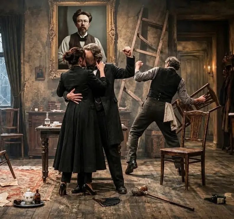 Imagem da fonte — Love? War! : Two one-act plays by Anton Chekhov (The Bear & The Marriage Proposal)