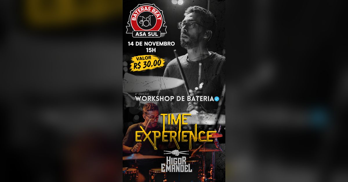 来源图片 — Workshop de bateria TIME EXPERIENCE com HIGOR EMANOEL