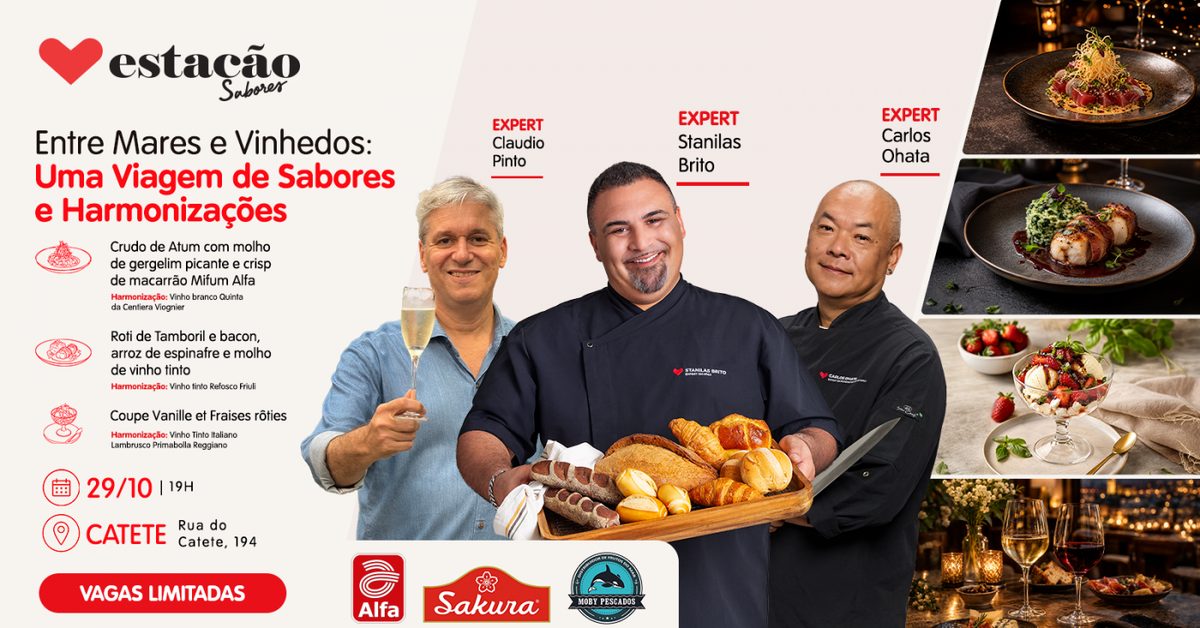 Afbeelding van de bron — ENTRE MARES E VINHEDOS - Uma Viagem de Sabores e Harmonizações