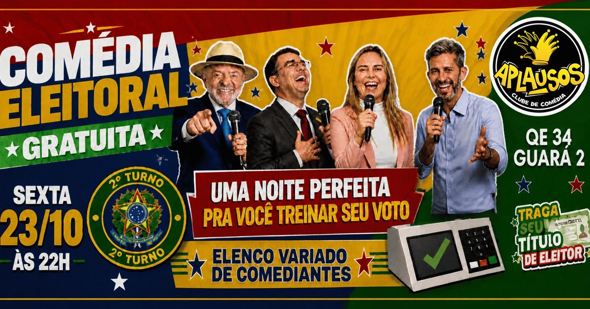 Immagine della fonte — Comédia Eleitoral Gratuita - Agora é 2º Turno - Stand-Up e interação com a plateia