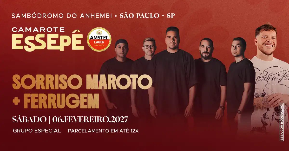 Source image — Camarote Essepê 2027 Desfile Grupo Especial Sábado com Sorriso Maroto e Ferrugem