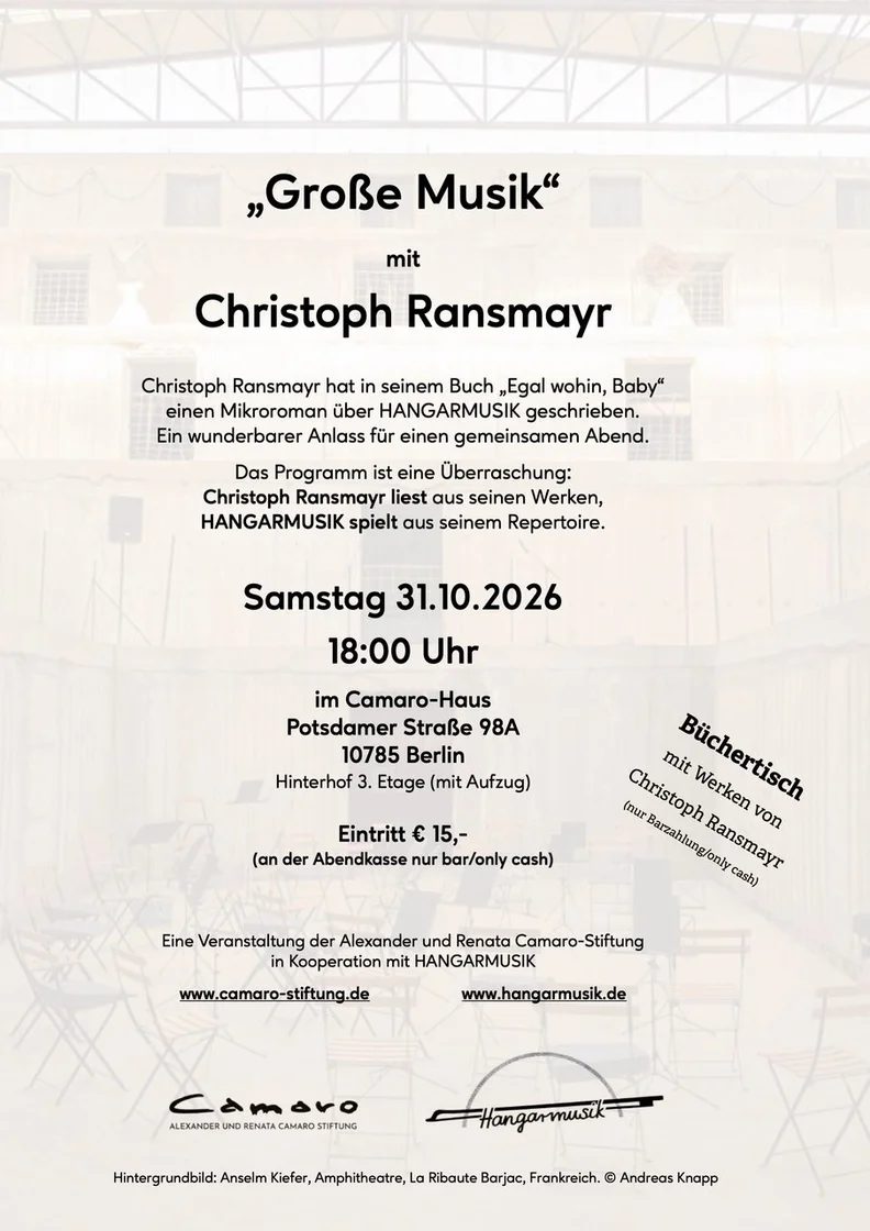 Bild der Quelle — ‘Great Music’ with Christoph Ransmayr & HANGARMUSIK