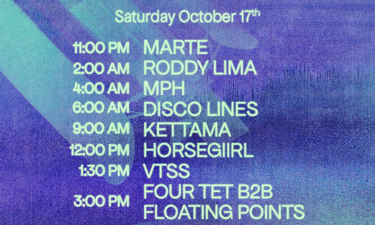 Source image — Satellite: Disco Lines, Four Tet B2B Floating Points B2B Daphni, horsegiirL, Kettama + MORE