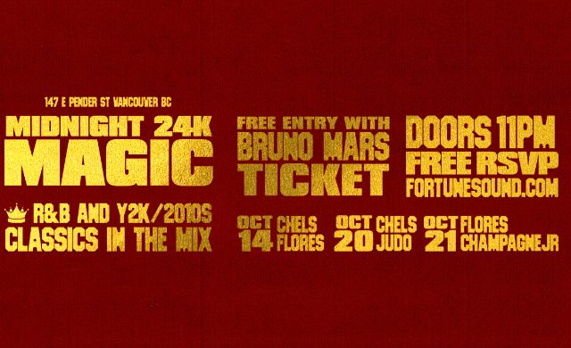 Imagem da fonte — Tickets for Midnight 24K Magic | TicketWeb - Fortune Sound Club in Vancouver, CA