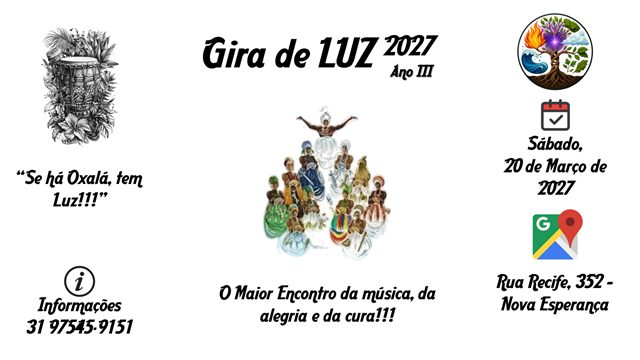 Imagem da fonte — 20 MAR 2027 - 3ª GIRA DE LUZ {Amigos da UMBANDA} [AGE 12/09]