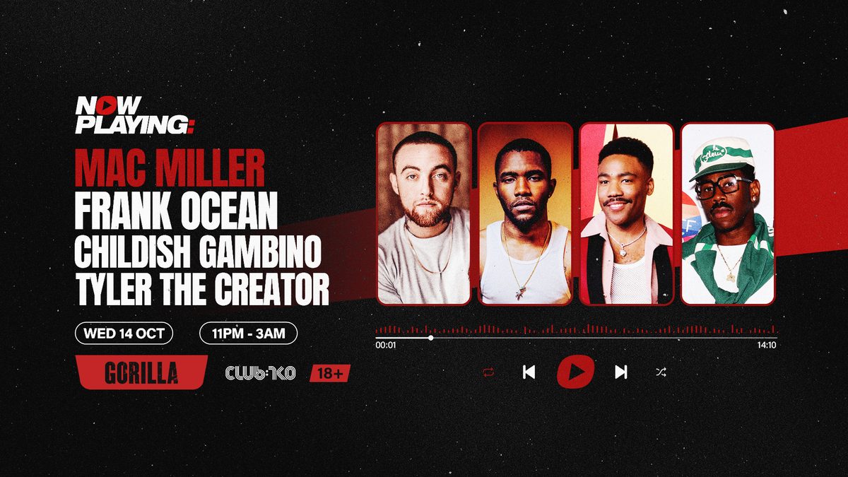 Imagem da fonte — NOW PLAYING: Mac Miller, Childish Gambino, Tyler, The Creator & Frank Ocean