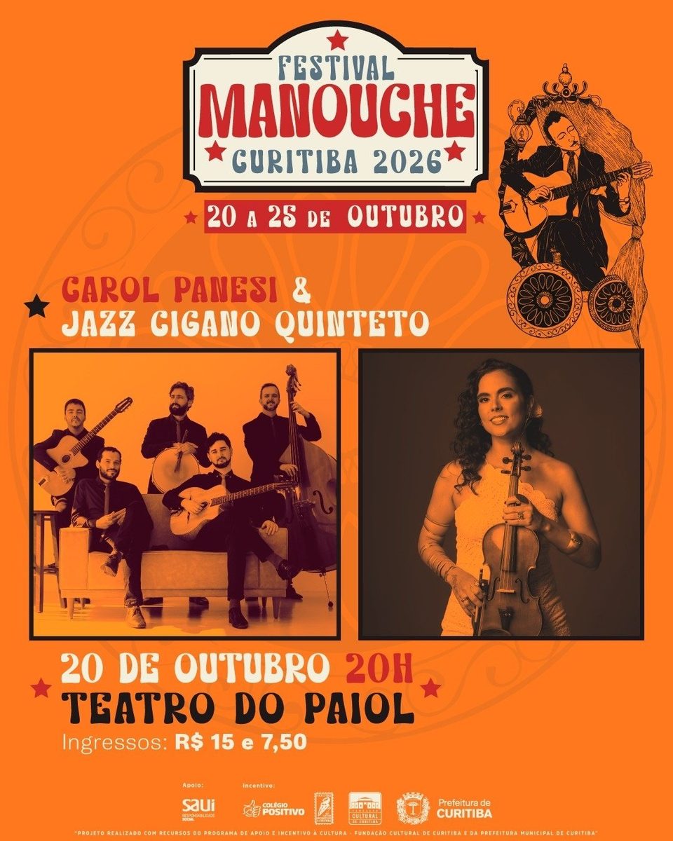 출처 이미지 — Festival Manouche Curitiba 2026 - Carol Panesi e Jazz Cigano Quinteto