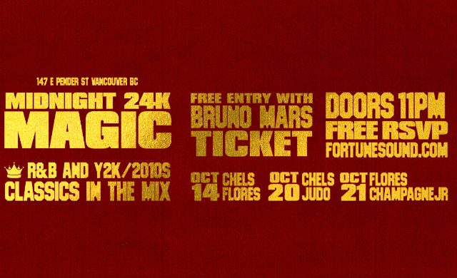 Imagem da fonte — Tickets for Midnight 24K Magic | TicketWeb - Fortune Sound Club in Vancouver, CA