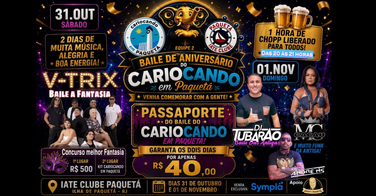 Image de la source — BAILE DE ANIVERSÁRIO DO CARIOCANDO EM PAQUETÁ