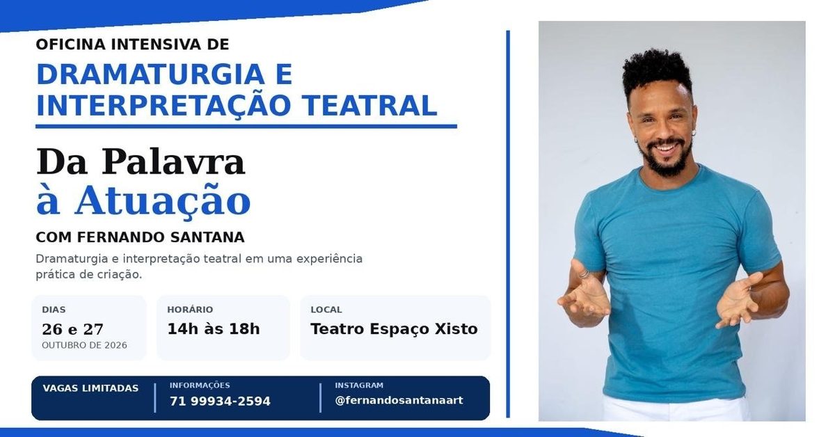 Source image — DA PALAVRA À ATUAÇÃO - OFICINA INTENSIVA DE DRAMATURGIA E INTERPRETAÇÃO TEATRAL