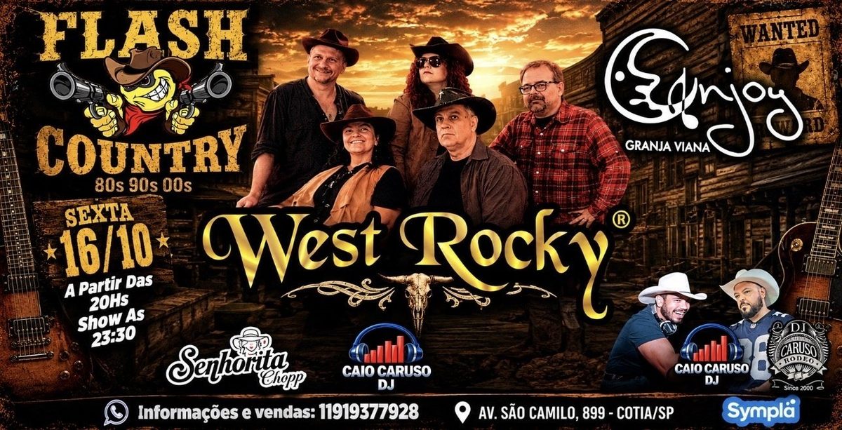 Imagem da fonte — FLASH COUNTRY COM A BANDA WEST ROCKY NA ENJOY GRANJA VIANA EM COTIA.